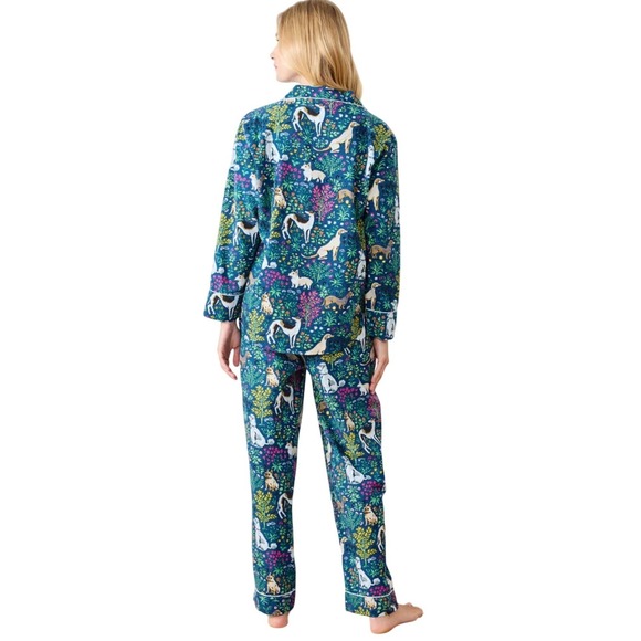 Printfresh Lightweight Flannel Long PJ Set in Must Love Dogs Color Indigo 2X - Picture 2 of 15